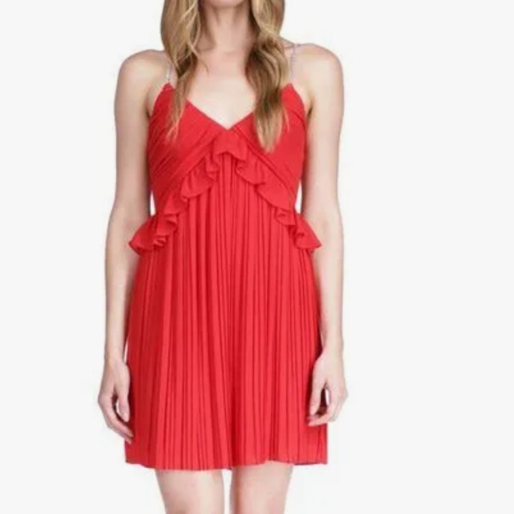 MICHAEL Michael KorsPleated Rhinestone Chain Strap Dress